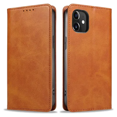Produktbild von Handyhülle für Apple iPhone 11 Kunstleder Flip Cover Hülle Klapphülle Case Kartenfach Farbe: Hellbraun