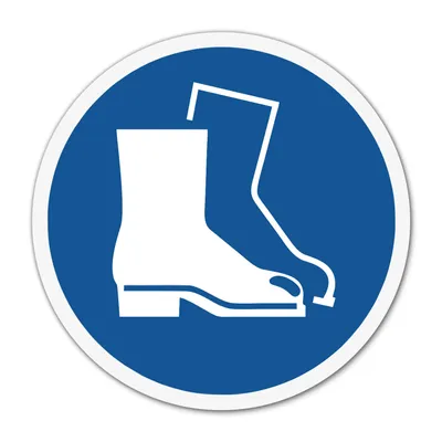 Produktbild von Aufkleber Fußschutz benutzen - Ø 10 cm ISO 7010 M008 Sicherheitsschuhe - hin738