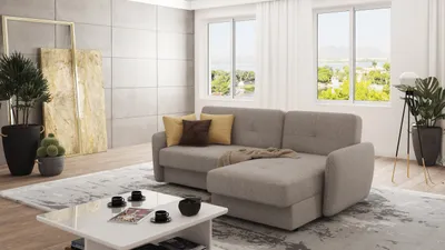 Produktbild von S-STYLE MÖBEL - Modernes Ecksofa Lento mit Ottomane und Schlaffunktion aus Dunkelbeige Luxusmicrofaser - Ottomane rechts, B/T/H: 232 cm/ 147 cm/ 83 cm
