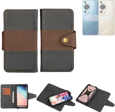 Produktbild von K-S-Trade Handyhülle Schutzhülle Hülle Bookstyle Wallet-Case kompatibel mit Huawei P60 Bumper Rundumschutz schwarz-braun 1x