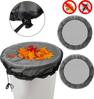 Produktbild von Izrielar 2er Set Regentonnen-Netz 95 cm – Regentonne Abdeckung mit Zugband, wetterbeständiger Mückenschutz, verstellbares Netz gegen Laub & Mückenlarven