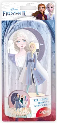 Produktbild von Dekora Tortendekoration Frozen 2 Elsa Eiskönigin Disney Figuren Stecker Set für Geburtstage, PVC, ca. 9,5 cm (Elsa Figur), lebensmittelecht, 3 Stück, doppelseitige Topper