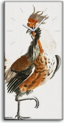 Produktbild von Wanduhr Uhr Wandbild Leinwand Geräuschlos 30x60 Zeichnung Tier Vogel Huhn Kunst - weiße Hände