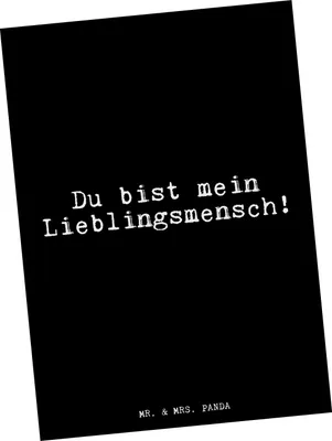 Produktbild von Mr. & Mrs. Panda Ansichtskarte Du bist mein Lieblingsmensch! - Schwarz - Geschenk, Ansichtskarten, Liebling, Grußkarte, Lieblings Mensch, Liebster, Postkarten, Postkarte
