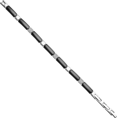 Produktbild von JOBO Armband aus Keramik schwarz mit Edelstahl und Zirkonia 21 cm verkürzbar