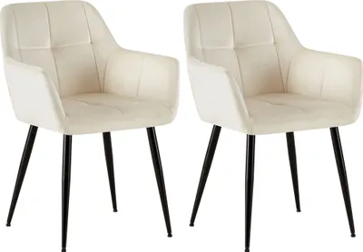 Produktbild von 2er Set Esszimmerstuhl HLO-CP15 Samt  creme