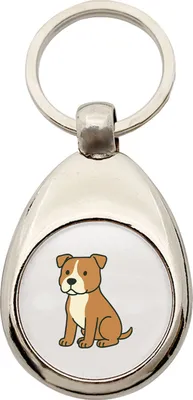 Produktbild von Huuraa Schlüsselanhänger American Pit Bull Terrier Comic Pitty Metall Schlüsselring Einkaufswagenchip Geschenkidee