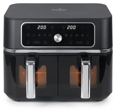 Heißluftfritteuse Doppelkorb 9L 3100W 10 Programme Schwarz