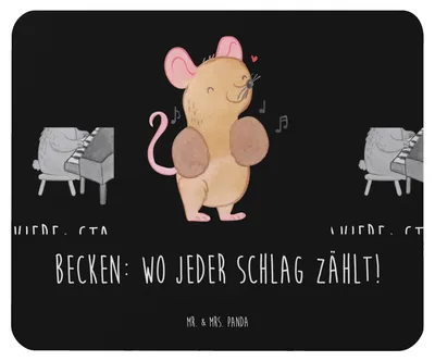 Produktbild von Mr. & Mrs. Panda Mouse Pad Becken - Schwarz - Geschenk, Musiker, Mauspad, Leidenschaft, pc, Musik, Lernen, Instrument, Schlaginstrument, mousematte, Musikinstrument