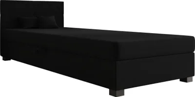 Produktbild von AURA SOFA  Boxspringbett SILO  100x195 Komplett-Set mit Bonell Matratze, Polsterbett mit Bettkästen - Schwarz, SAWANA 14