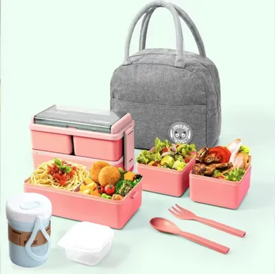 Produktbild von Bento-Box mit Fächern BPA-Freie für Kinder und Erwachsene Bento Brotdose Sichere Vesperdose bento box erwachsene mikrowellengeeignet(Rosa)