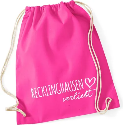 Produktbild von Huuraa Turnbeutel Recklinghausen verliebt 12 Liter Fuchsia Baumwolle Rucksack Geschenkidee
