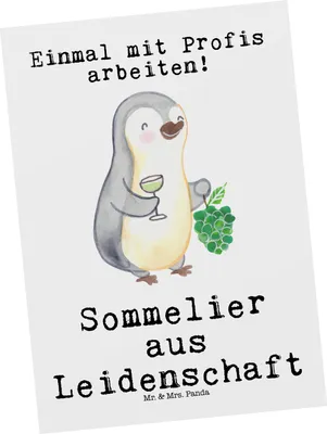 Produktbild von Mr. & Mrs. Panda Postkarte Sommelier Leidenschaft - Weiß - Geschenk, kunstkarte, Postkarten, Grußkarte, Ansichtskarte, Ansichtskarten