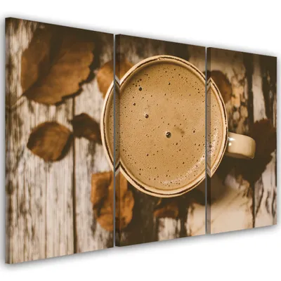 Produktbild von Triptychon auf leinwand lebensmittel & getränke - beige 90x60 cm Feeby beige wandbild bereit zum aufhängen