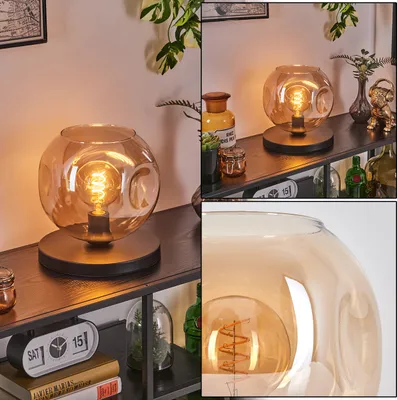 Produktbild von Villamare Tischlampe aus Metall/Glas in Schwarz/Bernsteinfarben