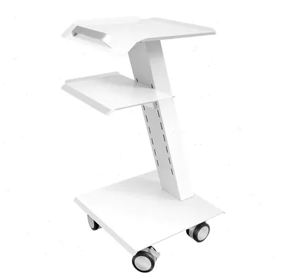Produktbild von Salonwagen - Friseur Rollwagen - 3 EU-Steckdosenöffnungen - Verstellbare Ablage - Tragkraft 100 kg - 4 Rollen feststellbar - Weiß