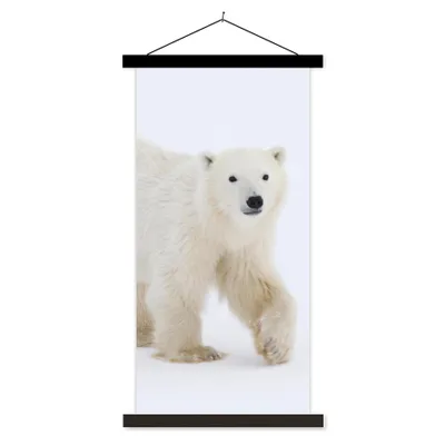 Produktbild von MuchoWow® Textilposter Eisbär - Schnee - Weiß 60x120 cm mit schwarzem Rahmen - Magnete