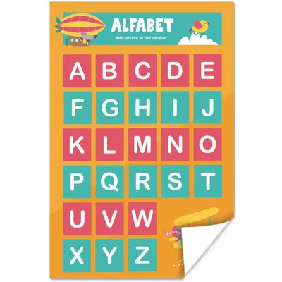 Produktbild von MuchoWow® Poster Kinderzimmer - Alphabet - Buchstaben - Mädchen - Jungen - Kinder 80x120 cm - Papierdruck