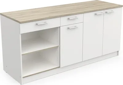 Produktbild von Miniküche >COOKING< in Matt weiß - 180x82,5x60cm (BxHxT)