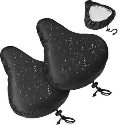 Image de Housse imperméable pour vélo - Protection contre la pluie avec sangle de sécurité - Housse de protection pour selle de vélo contre la pluie et la poussière - Noir - Universelle - 24 × 27 cm