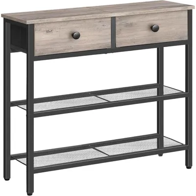 Produktbild von Schmaler Konsolentisch 75 cm mit Schublade und 2 Ablagefächern Greige Schwarz