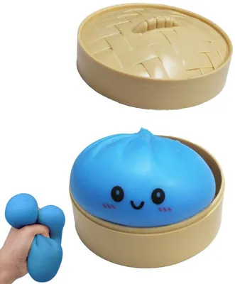 Produktbild von Hochwertiger, weicher Riesenknödel, Squishy Dumpling, Stressball, Anti-Stress-Fidget, TikTok-Fidget-Toy, Blau