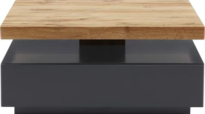 Produktbild von KYRIA Couchtisch - 1 Schublade und drehbare Platte - MDF - Farbe: Anthrazit und Eiche
