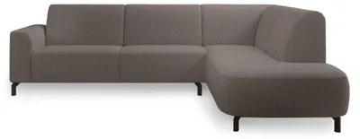 Image de Selsey Lununa – Canapé d'angle avec accoudoir, bouclé, pouf à droite, gris-brun