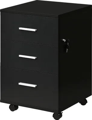 Image de Vinsetto Caisson de Bureau Rangement Bureau sur Roulettes 3 Tiroirs Verrouillables 40 x 40 x 61,5 cm Noir