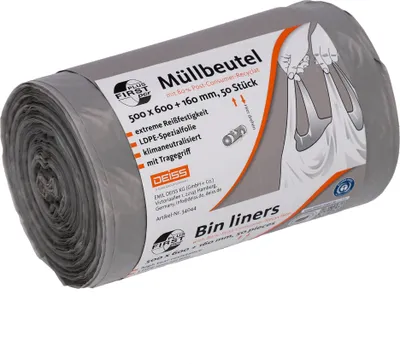 Produktbild von DEISS First Plus Pcr Müllbeutel 30 Liter, 34044 mit Tragegriff - Rolle | Rolle (50 Stück)