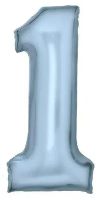 Obrázek produktu pro Fóliový balón ve tvaru čísla 1, pastelově modrý, 86 cm – Amscan