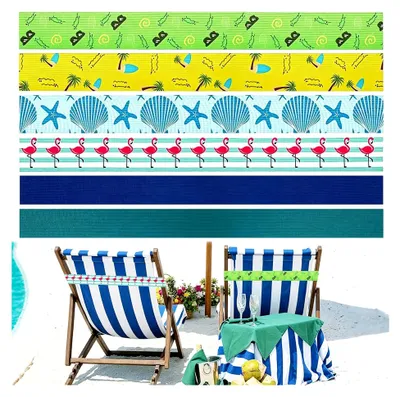 Produktbild von Handtuchbänder für Strandliegen, 6 Stück, bunte Halter für Strandtücher