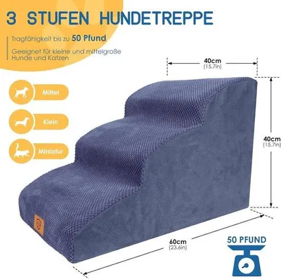 Produktbild von Famanu Hundetreppe für Bett und Sofa - Hochdichte Schaumstoff, waschbar