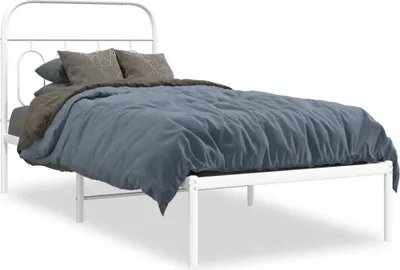 Produktbild von Maison Exclusive - Bettgestell mit Kopfteil Metall Weiß 90x200 cm