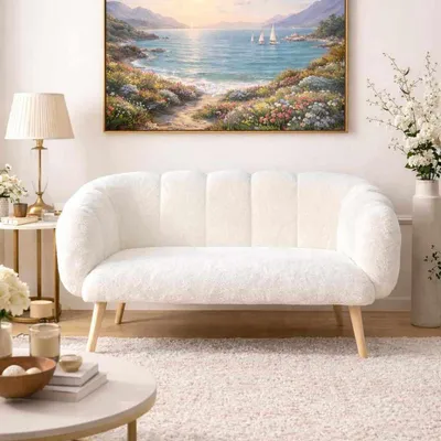 Produktbild von Hanah Home, 2-Sitzer Sofa, 100% Melaminbeschichtete Spanplatte, Weiß, 120 cm