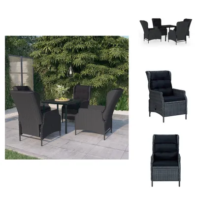 Imagen del producto de vidaXL Juego de mesa y sillas de jardín, 5 piezas, gris oscuro - Conjuntos de muebles de jardín