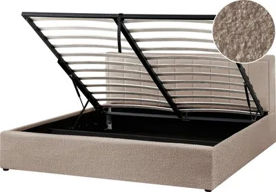 Obrázek produktu pro BELIANI Postel s úložným prostorem čalouněná taupe buklé 180 x 200 cm s čelem moderní styl ložnice