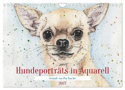 Produktbild von Hundeporträts in Aquarell (Wandkalender 2027 DIN A4 quer), CALVENDO Monatskalender