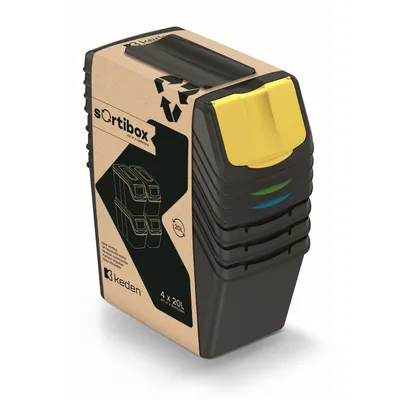 Immagine prodotto di Keden Sortibox Cestino per rifiuti 20L Set 4 - Nero Riciclaggio
