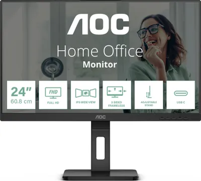 Produktbild von AOC Pro-line 24P3CV - P3 Series - LED-Monitor - 61 cm (24") (23.8" sichtbar) - 1920 x 1080 Full HD (1080p) @ 75 Hz - IPS - 300 cd/m² - 1000:1 - 4 ms - HDMI, DisplayPort, USB-C - Lautsprecher - Schwarz - B2B