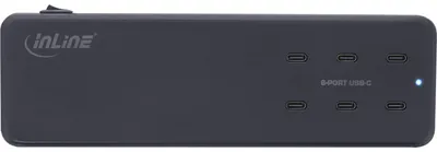 Produktbild von InLine Multiport Netzteil, Ladegerät, 6x USB-C, PD 3.0, GaN, schwarz, Drinnen, AC, 20 V, 1,5 m, Schwarz
