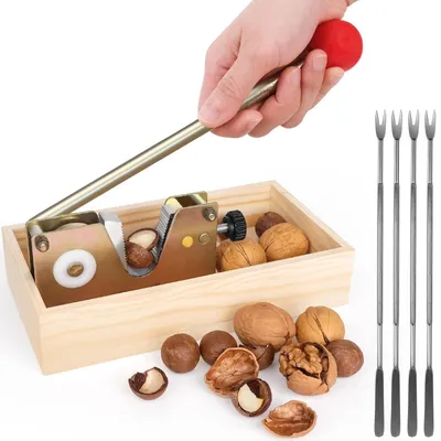 Image de Coque à noix manuelle avec base en bois, adaptée à différents types de noix