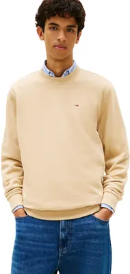 Immagine prodotto di Felpa da uomo Tommy Jeans, modello regular fit, con fodera in pile, collo rotondo, color beige