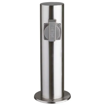 Obrázok produktu pre Vonkajšia zásuvka 2-násobná, IP44, nerezová oceľ V2A, Ø118x300mm, 3680W/ 16A