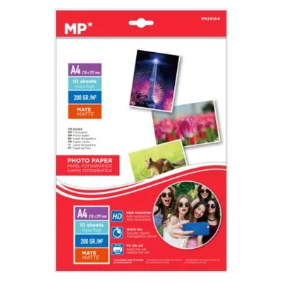 Zdjęcie produktu dla Papier fotograficzny A4 matowy 200g/m² 10 arkuszy MP PN241A4