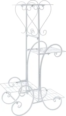 Produktbild von 4 Etagen dekorative Metall Blumentopf Pflanze Stand Display Regal Indoor Outdoor Garten Patio Weiß