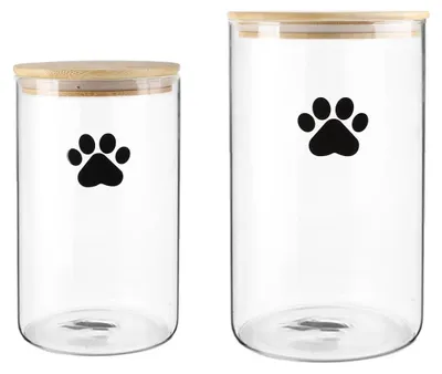 2er-Set Glas-Hundeleckerli-Behälter 4L+2L mit Holzdeckel