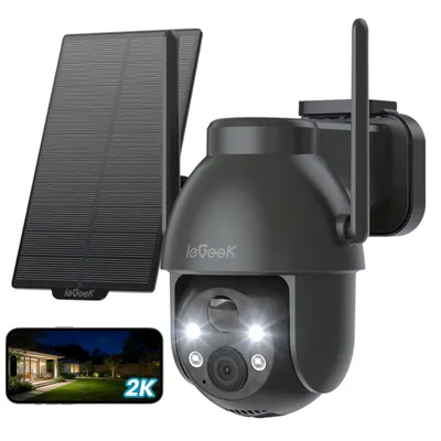 Produktbild von ieGeek 2K Überwachungskamera Aussen WiFi 360°PTZ Schwenkbar Solar Kamera Überwachung Farbnachtsicht & 2-Wege-Audio PIR Erkennung Intelligenter Alarm