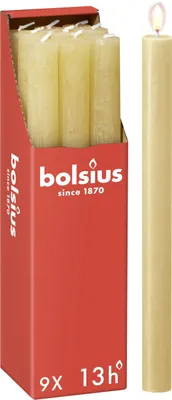 Imagen del producto de Velas Bolsius para la cena, estilo rústico, color avena, beige, 27 cm - paquete de 9 unidades