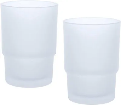 Produktbild von Zwei Glas-Zahnputzstäbchen-Becher-Set, Kinder, Wandmontierte Zahnputzstäbchenhalterin, Badezimmer-Ausstattung (Matte)